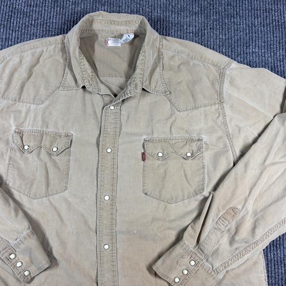 Levi's Other - Vintage Levi's Shirt Men's XL Corduroy Western Tan Pearl Snap Long Sleeve Cotton
